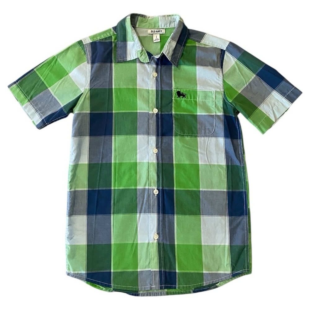 Old Navy Boys Shirts Size 10 Lot of 2 Western Pearl Snap Plaid Short Sleeve - Picture 4 of 15